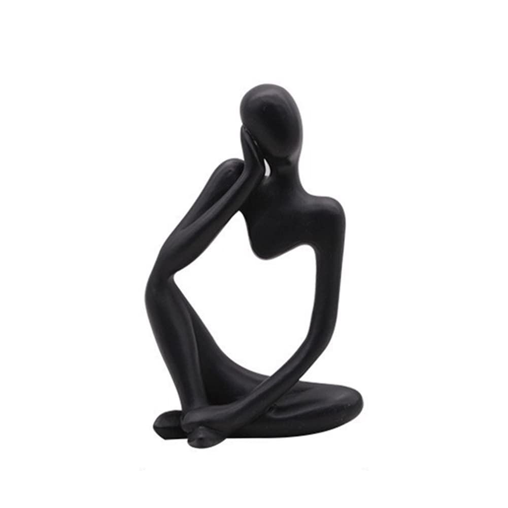 Garvee Set di 3 statue di pensatori astratti in miniatura, sculture in resina moderne nere