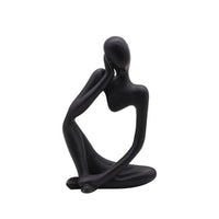 Garvee Set di 3 statue di pensatori astratti in miniatura, sculture in resina moderne nere