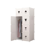 Armadio Garvee composto da 8 cubi con ante e asta appendiabiti per camera da letto 75x47x111cm in plastica nera - Nero