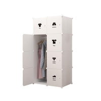 Armadio Garvee composto da 8 cubi con ante e asta appendiabiti per camera da letto 75x47x111cm in plastica nera