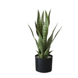 Pianta artificiale Garvee da 50 cm con foglie in PEVA e vaso in cemento PP per ufficio e casa, realistica, facile da curare, stabile, versatile, verde - Pianta del serpente (verde) 50 cm