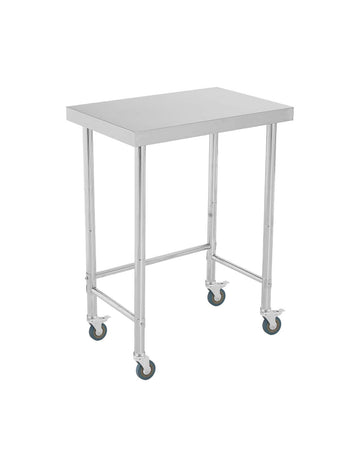 Tavolo da lavoro in acciaio inox Garvee 18x28 pollici con ruote, robusto e mobile, resistente al calore, antiruggine per cucina e officina, argento