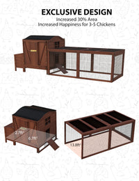 Pollaio in legno Garvee per 3-5 galline con ampio recinto, tetto impermeabile, nido, cassetti, rampa, rosso, resistente alle intemperie, per esterni