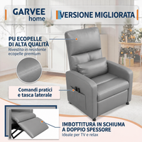 Garvee Massagesessel Elettrico con 8 Modi Massaggio, Funzione Riscaldante, USB, Grigio, Relax per Soggiorno, Compatto
