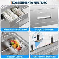 Lavabo Garvee in Acciaio Inox Fatturabile con Rubinetto Acqua Calda/Fredda, Vasca Singola, Cassetto, Indipendente per Garage e Lavanderia, Argento