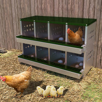 Garvee Chicken Nesting Box, pollaio zincato a 8 fori, resistente alle intemperie, verde, con 8 posti di nidificazione e struttura durevole per una produzione di uova sicura in giardino