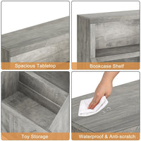 Libreria per bambini e contenitore per giocattoli Garvee, a 2 livelli, in legno, robusta, sicura per i bambini, per sale giochi e asili, 31x16x32 pollici