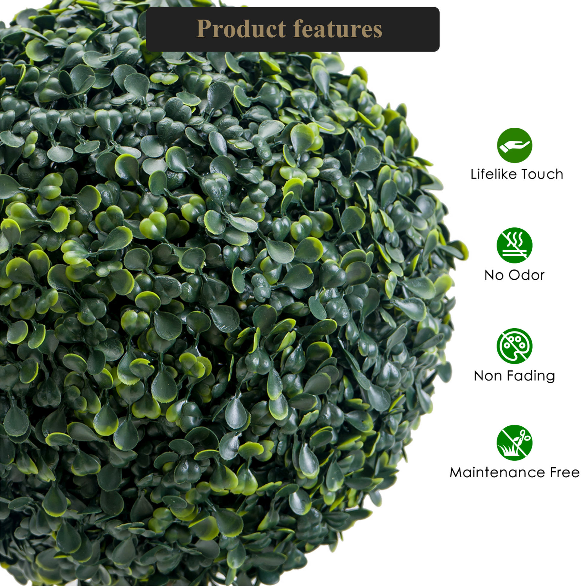 Garvee Artificiale Bosso Topiario 35 Pollici Albero a Tre Sfere in Plastica Resistente alle Intemperie per Giardino e Patio Verde