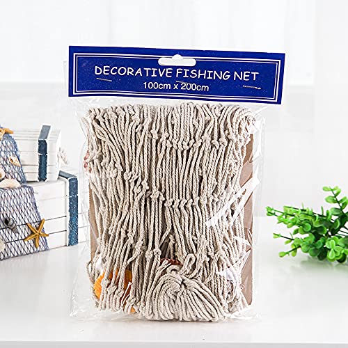 Garvee Filet De Pêche En Corde De Chanvre Méditerranéenne Décoration Murale Avec Coquillages Pour Intérieur Marine 1 X 2 M Beige Naturel