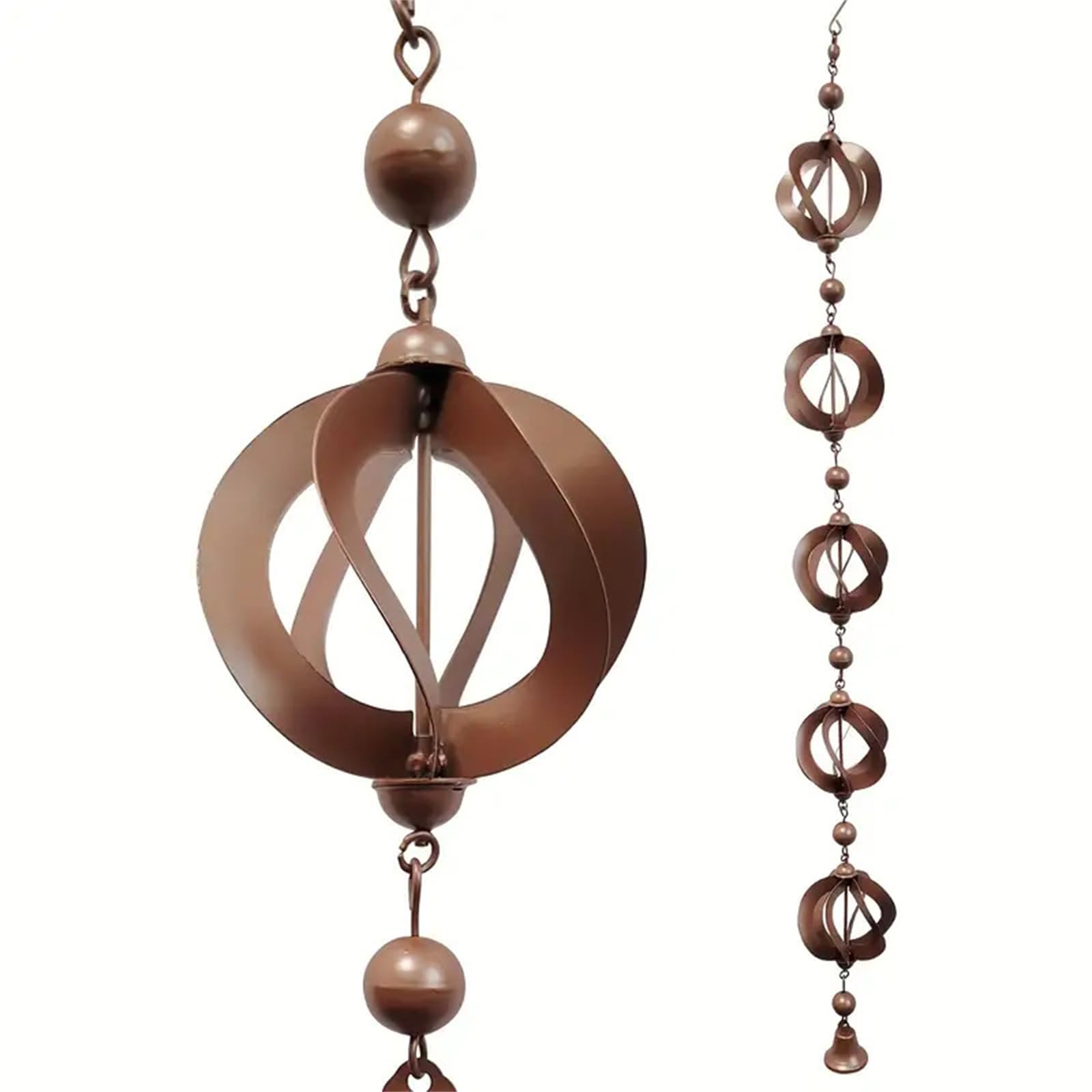 Garvee Catena Pioggia in Metallo con Campana - 108cm, Resistente, Antiruggine, Decorazione Giardino Esterni, Suono Naturale