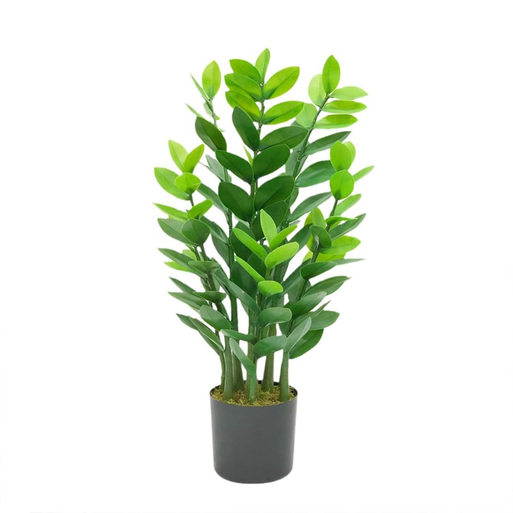 Garvee Pianta artificiale ZZ Zamioculcas Zamiifolia, materiale PU, facile da pulire, 90 cm, verde, per spazi abitativi e uffici