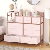 Garvee Commode 9 Cassetti in Tessuto Rosa con Piedi Regolabili per Camera e Soggiorno, Capacità 45 kg, Design Elegante e Versatile