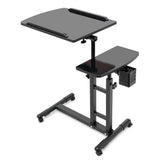 Tavolo da letto mobile Garvee con ruote, altezza regolabile, tavolo per laptop inclinabile per letto d'ospedale, letto per allattamento, 60×40x65-95 cm, nero - Nero