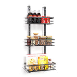 Garvee Organizer per dispensa sopra la porta, porta spezie in metallo a 3 livelli, antiruggine, per cucina e bagno, versatile, salvaspazio - Nero
