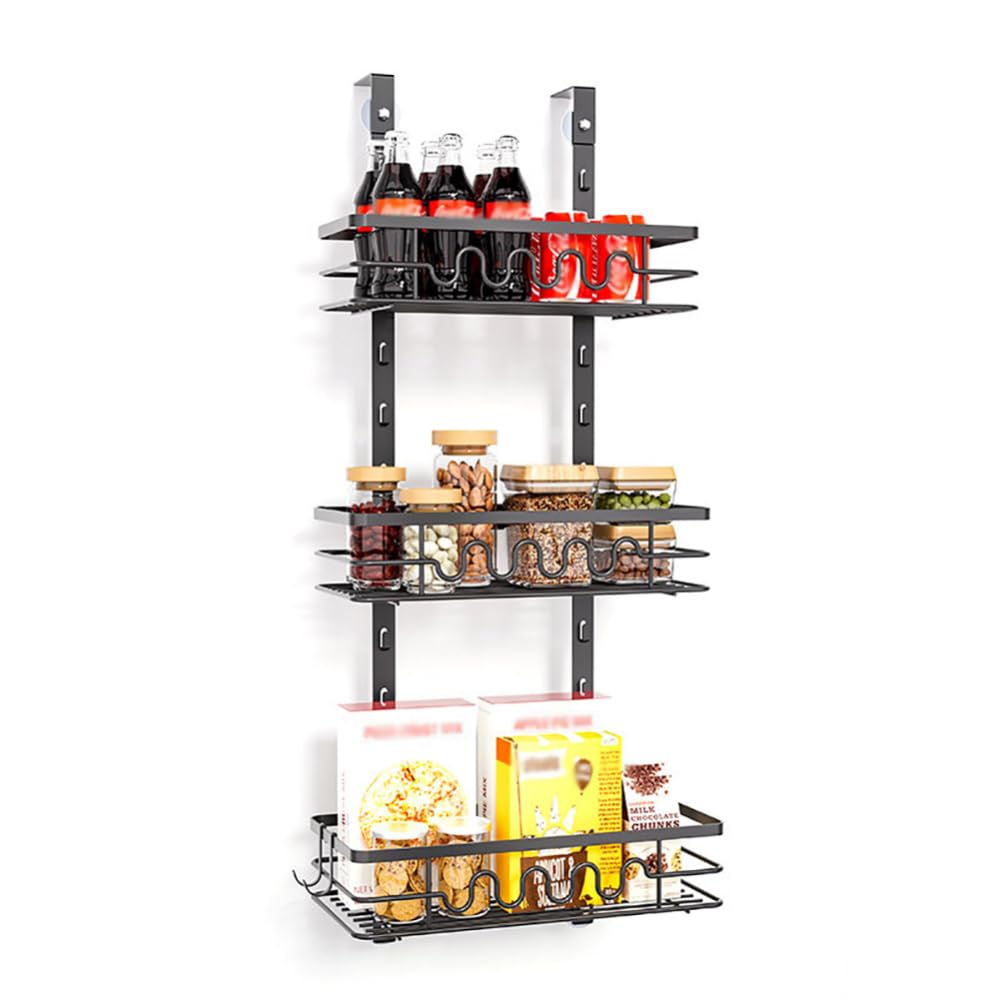 Garvee Organizer per dispensa sopra la porta, porta spezie in metallo a 3 livelli, antiruggine, per cucina e bagno, versatile, salvaspazio