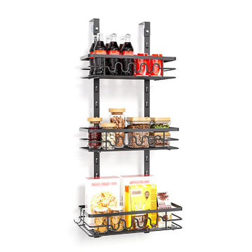 Garvee Organizer per dispensa sopra la porta, porta spezie in metallo a 3 livelli, antiruggine, per cucina e bagno, versatile, salvaspazio