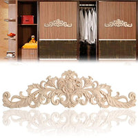 Pannello angolare intarsiato in legno di caucciù Garvee, intagliato a mano, per mobili e porte, 30 x 70,8 cm, non verniciato
