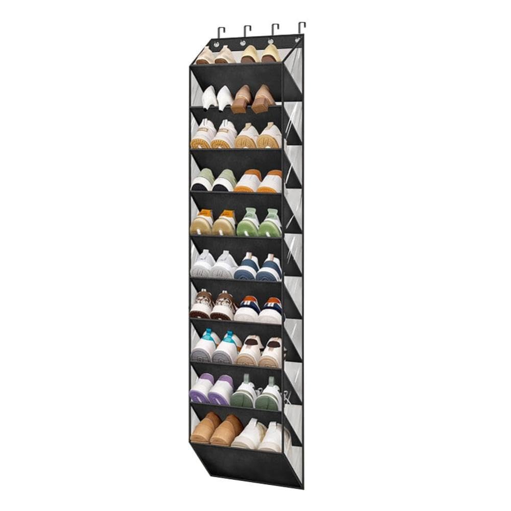 Garvee Organizer Scarpe 10 Livelli con 4 Ganci in Metallo per Porte Standard, 20 Paia, PVC Trasparente, Armadi e Garage, 16,5"x9,8"x71"
