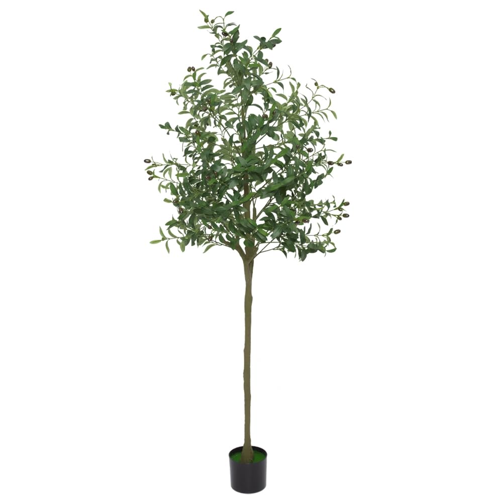 Albero di ulivo artificiale Garvee da 6 piedi con foglie realistiche, facile da curare, stelo flessibile per ufficio e soggiorno, plastica e cemento, verde