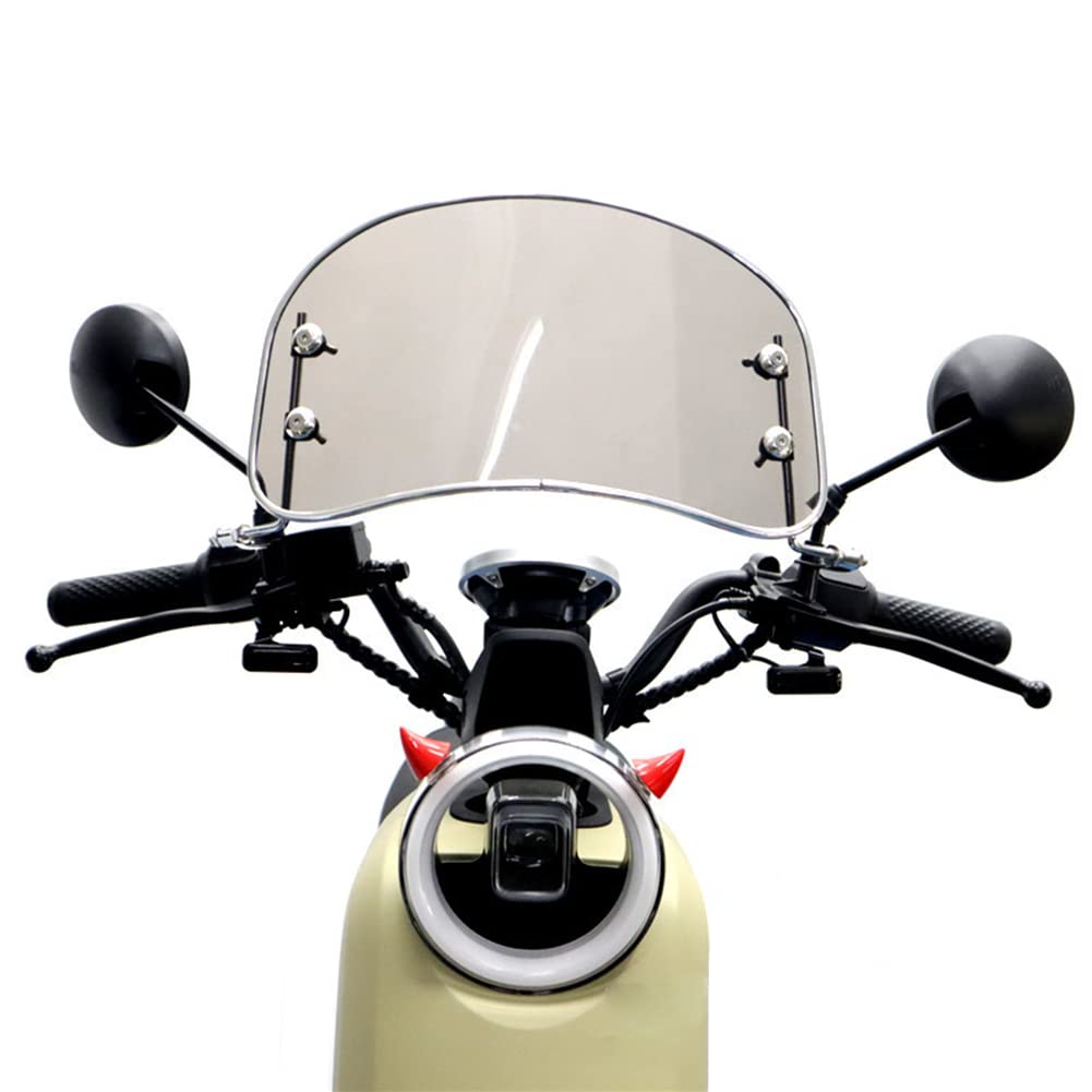 Garvee Parabrezza Moto Retro Deflettore Vento Nero Per Scooter E E-bike, Durevole, Riduce Velocità Vento, Protezione Detriti, 30-45cm