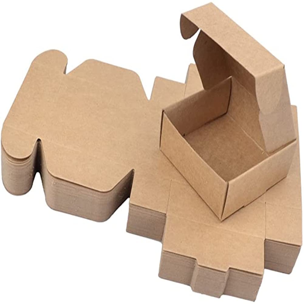 Garvee Cajas De Papel Kraft Resistenti E Riutilizzabili Per Regali E Artigianato, 7,5x7,5x3 Cm, Marrone Naturale