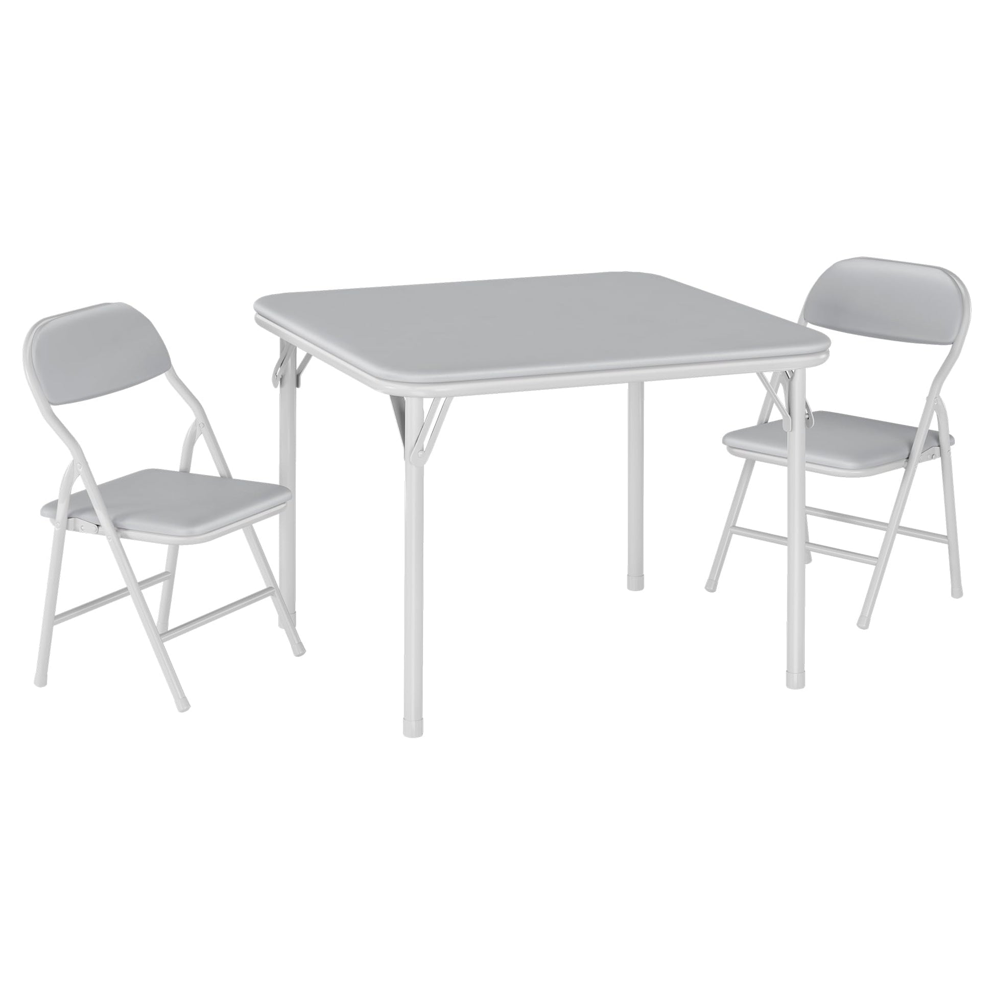 Garvee Set tavolo e sedie pieghevoli per bambini, 3 pezzi, pieghevole, in similpelle, struttura in metallo, leggero, per sala giochi e campeggio, multicolore