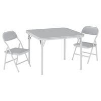 Garvee Set tavolo e sedie pieghevoli per bambini, 3 pezzi, pieghevole, in similpelle, struttura in metallo, leggero, per sala giochi e campeggio, multicolore