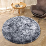 Garvee Tappeto Shaggy Rotondo 140x140cm Morbido Anti-Slittamento Poliestere Memory Foam Lavabile Tie-Dye - Tie-Dye Dunkelgrau