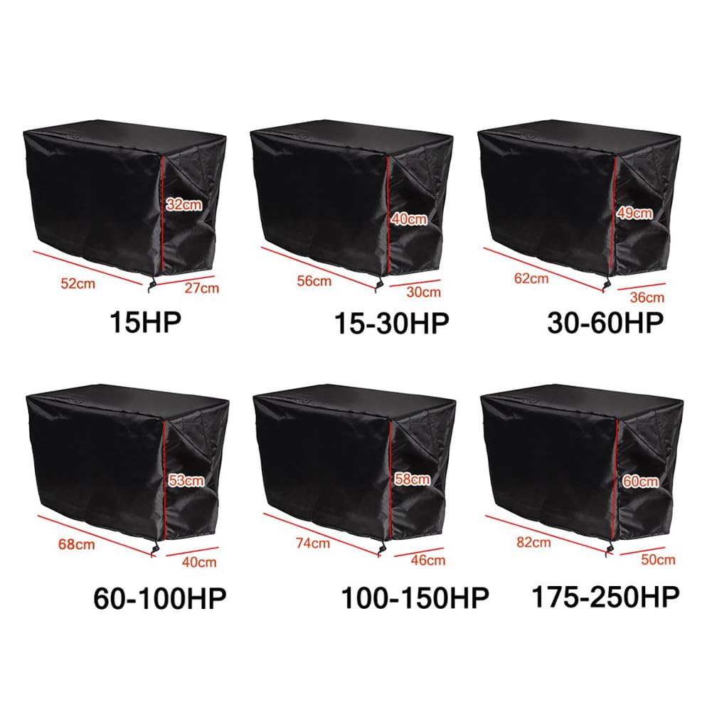 Copertura per motore fuoribordo Garvee, impermeabile, 210D Oxford, nera, 52X27X32cm, per barca da 15 CV