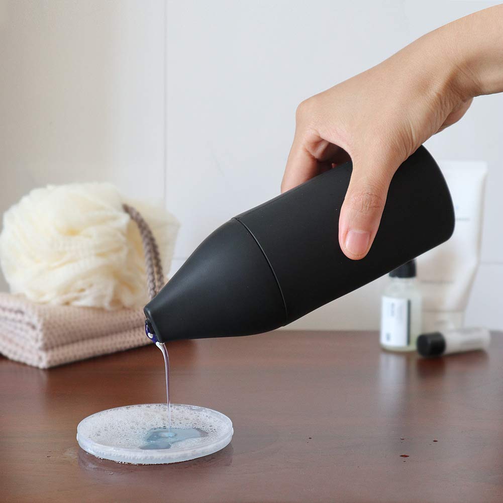 Dispenser di sapone in silicone ricaricabile Garvee, a prova di perdite, per lavelli da cucina, disinfettante per le mani, nero, pratico, durevole