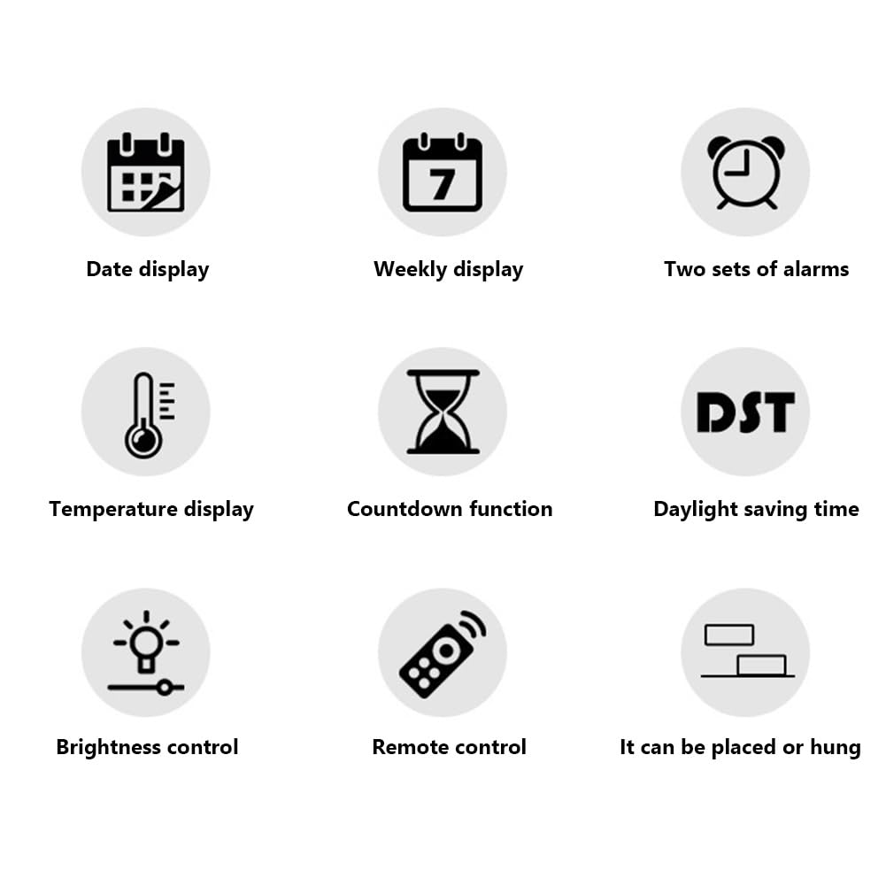 Orologio da parete digitale Garvee da 10,5 pollici con display LED bianco per ufficio, cucina e casa con telecomando e controllo della luminosità