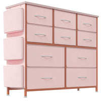 Cassettiera GARVEE, Armadio con 10/12 cassetti e maniglie, Mobiletto portaoggetti in tessuto con struttura in metallo, per camera da letto, armadio, corridoio, ingresso, rosa, 12 cassetti