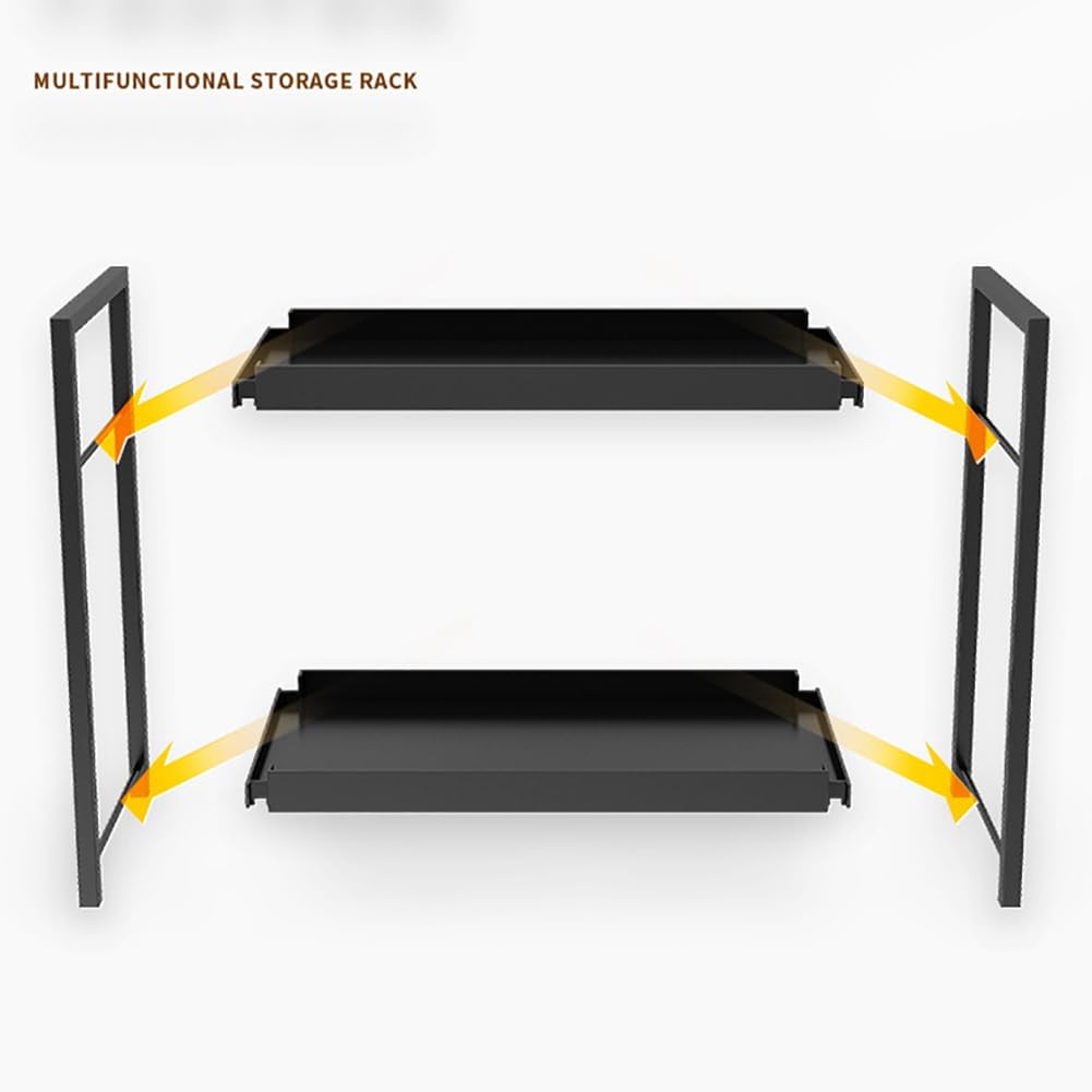 Scaffale Garvee a 2 ripiani per cucina e bagno in ferro e PP per cucina, bagno e soggiorno, robusto, versatile, facile da installare