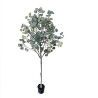 Garvee Albero Artificiale Eucalipto 6ft - Pianta Finta da Pavimento - Foglie in Seta - Vaso Nero in Plastica - 150cm - Decorazione Casa e Ufficio