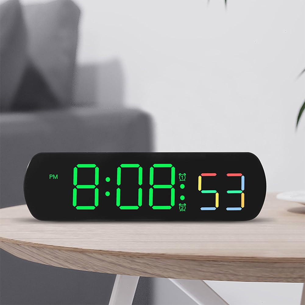 Sveglia digitale GARVEE da 16,5 cm a LED con display della temperatura, luminosità regolabile, funzionamento a batteria, orologio da comodino