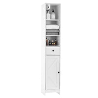 Mobiletto da bagno alto Garvee da 170 cm con ante scorrevoli, 3 ripiani, legno, nero, versatile per bagno e corridoio, sottile