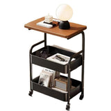 Carrello Garvee a 3 ripiani con piano in legno, struttura in metallo, 3 ripiani, 4 ruote con freni per cucina e ufficio, 16.5"x11.8", nero - Nero