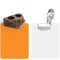 Vassoio magnetico per rettili Garvee con doppio vassoio per lucertole e camaleonti, effetto pietra naturale, compatibile con plastica e vetro