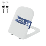 Garvee WC-Sitz Eckig E-Form Urea-Duroplast Mit Absenkautomatik Und Quick-Release Für Badezimmer Weiß Robust 150kg