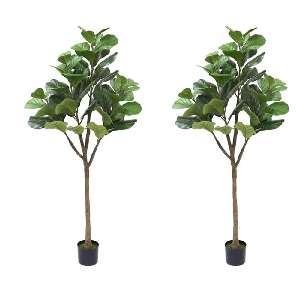 GARVEE Albero di fico artificiale in 2 pezzi, alto 5 piedi/6 piedi, albero di fico artificiale decorativo in seta in vaso, per uso interno ed esterno, casa, perfetto albero di fico artificiale da 180 cm