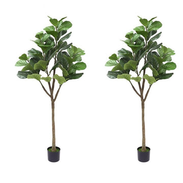GARVEE Albero di fico artificiale in 2 pezzi, alto 5 piedi/6 piedi, albero di fico artificiale decorativo in seta in vaso, per uso interno ed esterno, casa, perfetto albero di fico artificiale da 180 cm