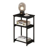 Garvee Tavolino Laterale a 3 Ripiani con Telaio in Metallo Nero per Soggiorno e Camera da Letto, 40 cm L x 30 cm P x 60 cm A, Compatto e Regolabile - Nero