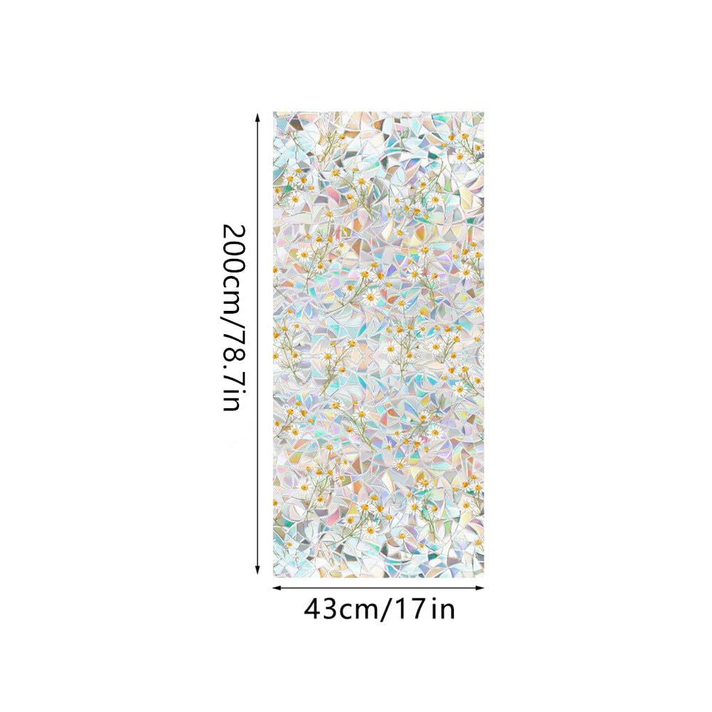 Pellicola protettiva per finestre Garvee con effetto arcobaleno, protezione UV, riutilizzabile, 43x200 cm, per spazi abitativi e lavorativi, multicolore