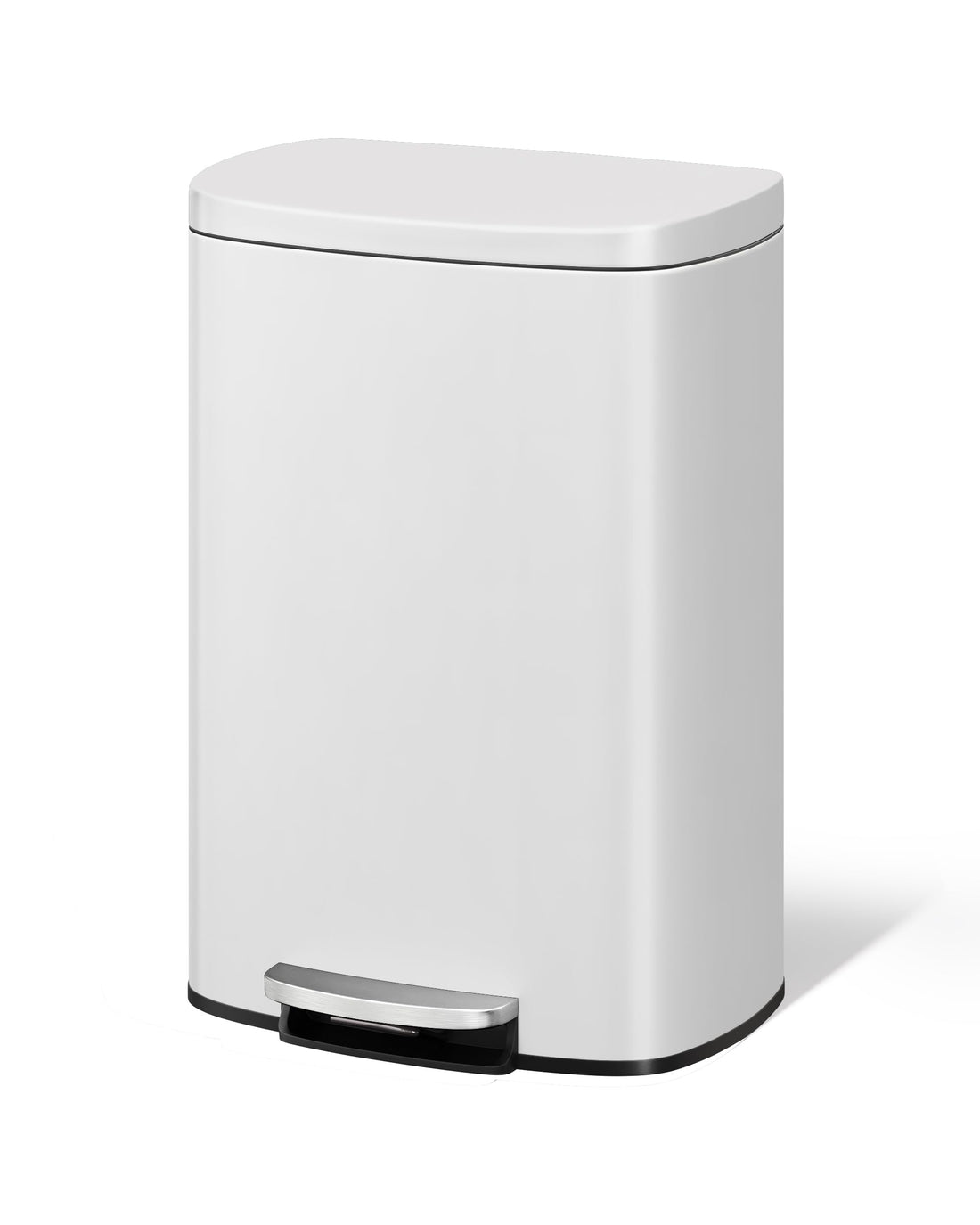 Pattumiera da cucina in metallo Garvee da 13 galloni/50 litri con coperchio, chiusura ammortizzata, pedale per cucine e uffici, bianca, maniglia ergonomica, compatta