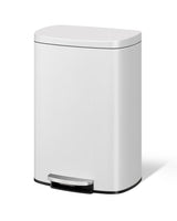Pattumiera da cucina in metallo Garvee da 13 galloni/50 litri con coperchio, chiusura ammortizzata, pedale per cucine e uffici, bianca, maniglia ergonomica, compatta - Bianco