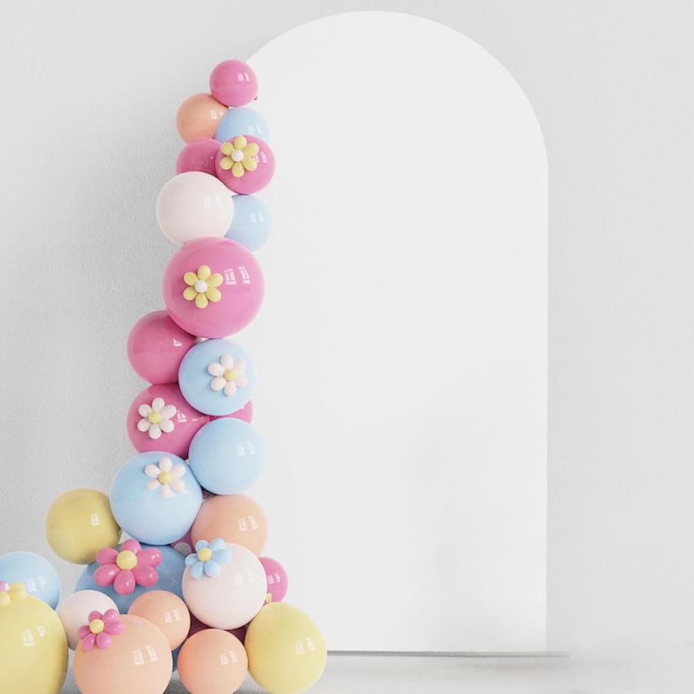 Garvee, arco di copertura rotondo bifacciale per fondale, decorazione per feste, cerimonia di nozze, addio al nubilato, bianco 200 x 100 cm