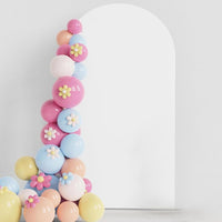 Garvee, arco di copertura rotondo bifacciale per fondale, decorazione per feste, cerimonia di nozze, addio al nubilato, bianco 200 x 100 cm