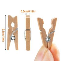 Garvee 100 pezzi Mini mollette in legno da 2,5 cm con spago di iuta per decorazioni fai da te per il giardinaggio in legno naturale