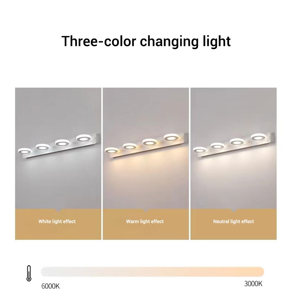 Garvee LED Specchio Luce Bagno 60cm 4 Luci Luce Calda Alluminio Argento