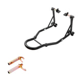 Cavalletto per moto Garvee da 850 libbre con teste forcella U+L per moto sportive e da cross, in acciaio, antiscivolo, con ruote, regolabile - 